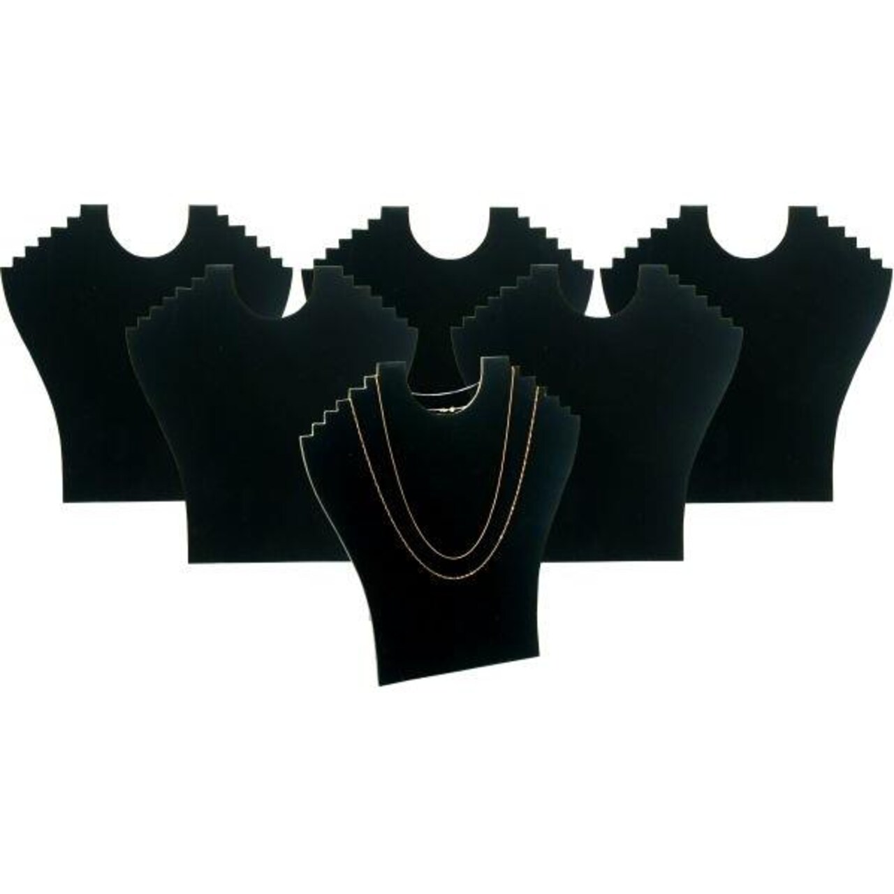 6 6 Tier Black Flocked Cardboard Necklace Chain Display Bust Easels